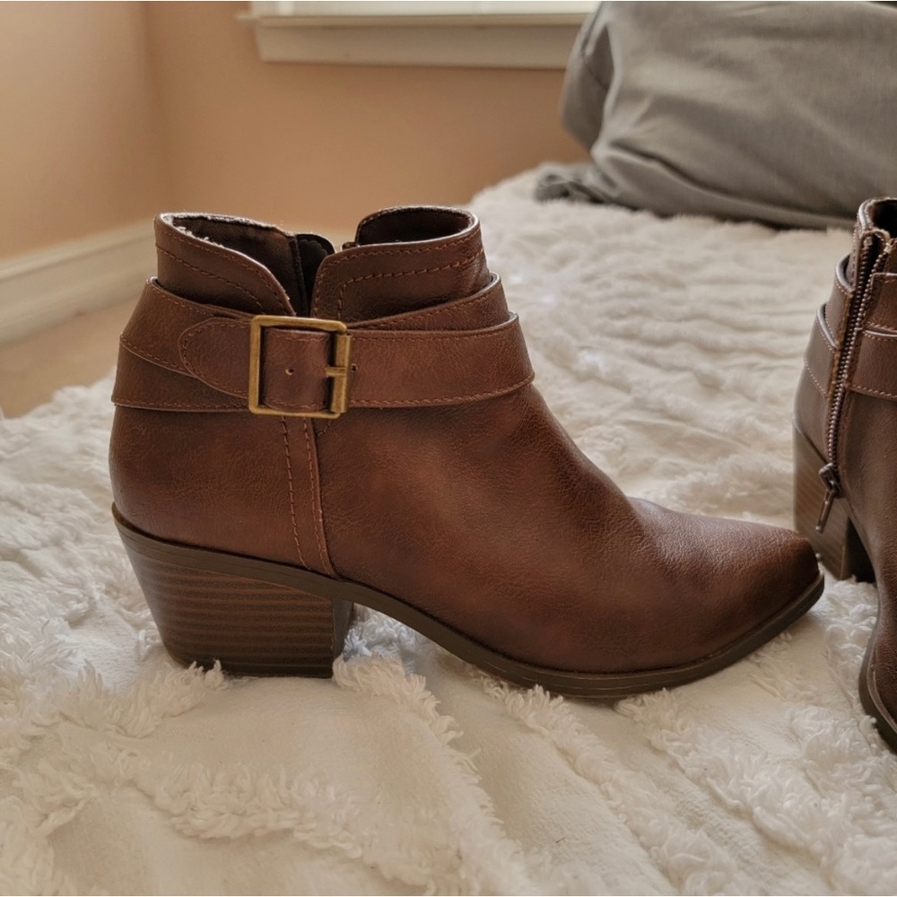 Charlotte Russe Dark Brown Low Heel Booties